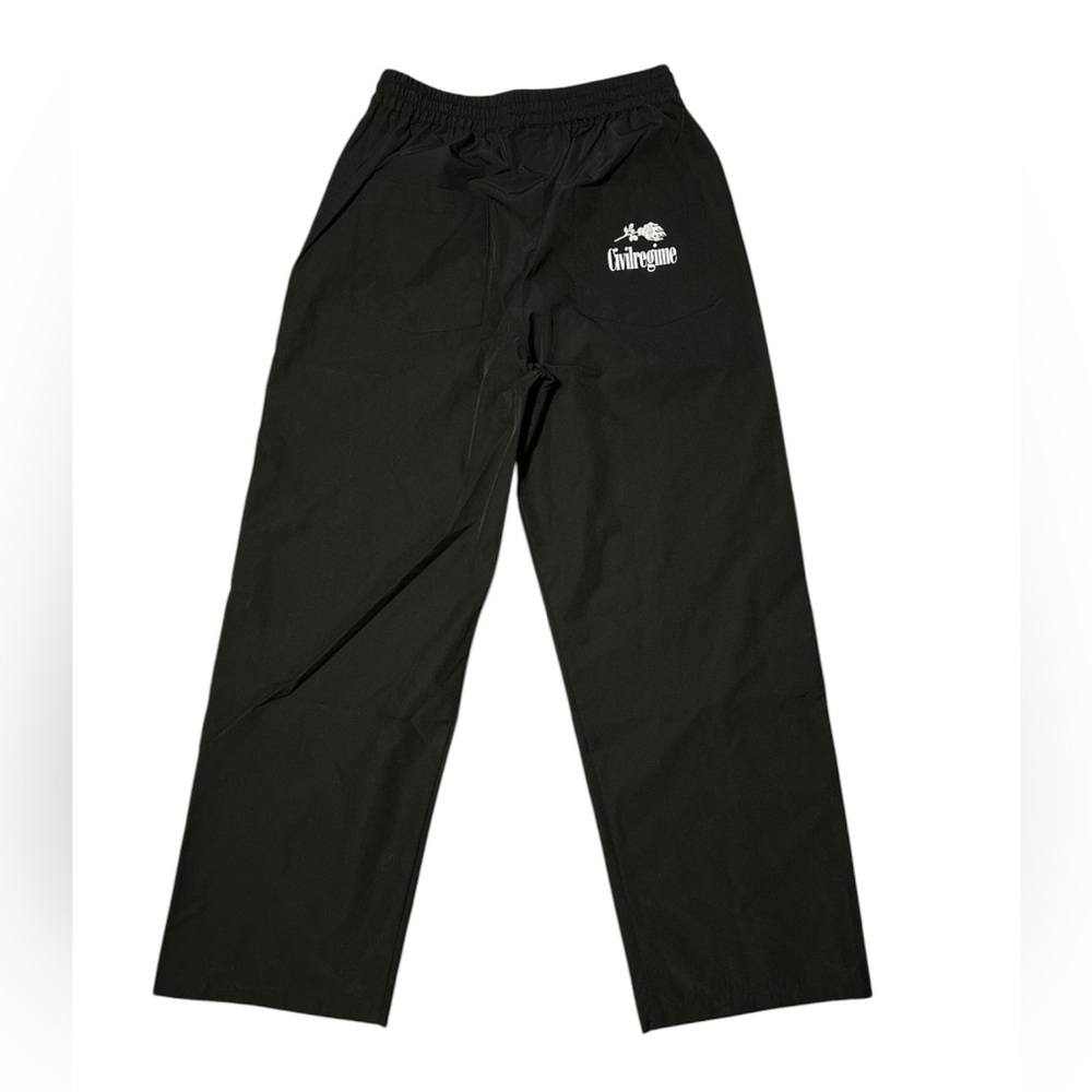 Civil Regime Black Track Pants with red Script Panels Sizd: Small NWOT - Picture 2 of 7